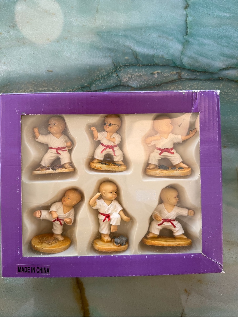 Vintage Miniature Karate Kids Figurine Set - White & Red